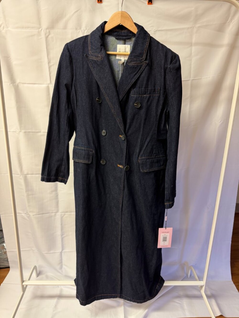 Avec Les Filles Double Breasted Denim Coat XL NWT - Picture 2 of 7